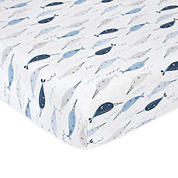 just born® Dream Ombre Narwhal Fitted Crib Sheet in Blue