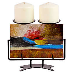 Jasmine Art Glass Sunset Double Pillar Candle Holder