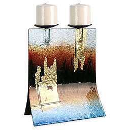 Jasmine Art Glass Summer Dawn 12-Inch Double Candle Holder