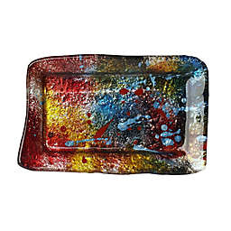 Jasmine Art Glass Multicolor Paint Splatter Soap Tray