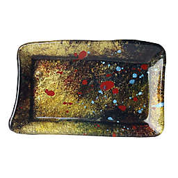 Jasmine Art Glass Paint Splatter Soap Tray in Gold