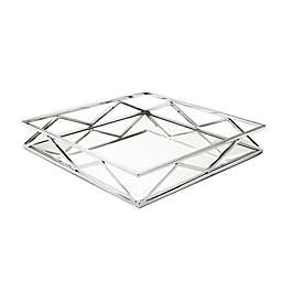 Classic Touch V-Design 15.75-Inch Mirrored Tray in Stainless Steel
