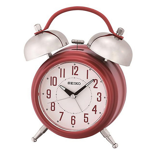 Alternate image 1 for Seiko Twin Bells Alarm Clock in White/Red