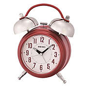 Seiko Twin Bells Alarm Clock in White/Red