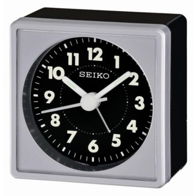 Seiko Square Travel Alarm Clock in Black