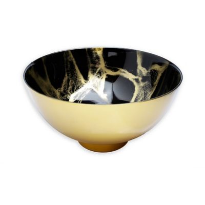 Classic Touch Trophy Black and Gold Marble Footed Bowl image
