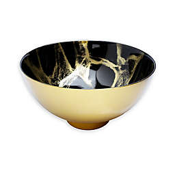 Classic Touch Trophy Black and Gold Marble Footed Bowl
