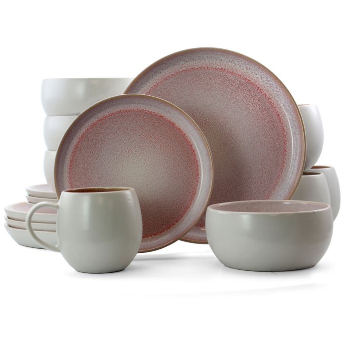 Elama Mocha Mauve 16-Piece Dinnerware Set | Bed Bath & Beyond