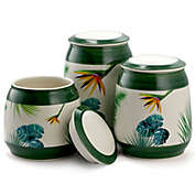 Elama Green Floral 3-Piece Canister Set