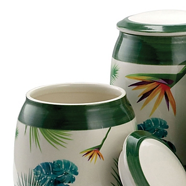 Elama Green Floral 3-Piece Canister Set. View a larger version of this product image.