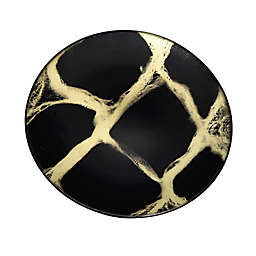 Classic Touch Trophy Marbelized Salad Plates in Black/Gold