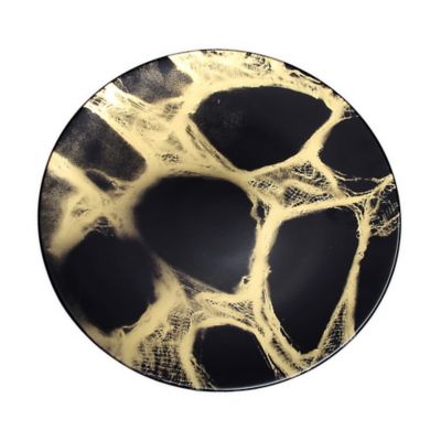 Classic Touch Marbleized Dinner Plates in Black/Gold (Set of 4)