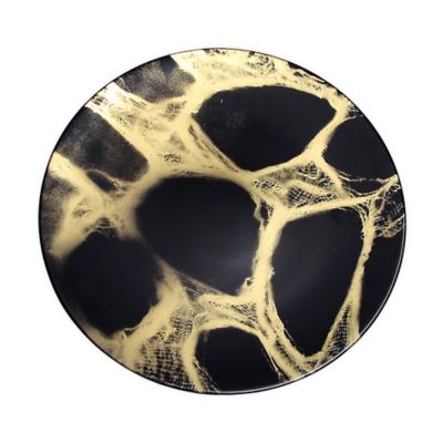 Classic Touch Marbleized Charger Plate in Black/Gold