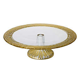 Classic Touch Wide Edge Footed Cake Stand in Gold
