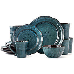 Elama Lavish Blue 16-Piece Dinnerware Set