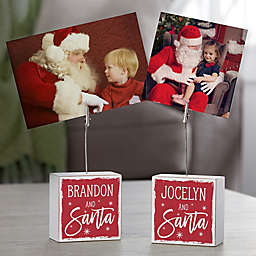 Picture With Santa Personalized Photo Clip Holder Block