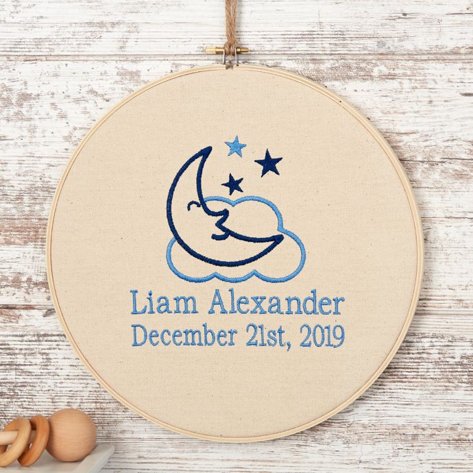 Download Moon & Stars Baby Boy Embroidery Hoop Art Wall Hanging ...