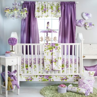 purple floral crib bedding