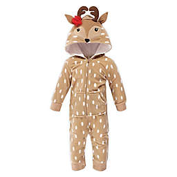 Hudson Baby® Size 9-12M Reindeer Hooded Fleece Union Suit in Red