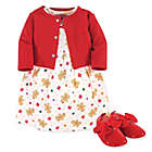 Alternate image 0 for Hudson Baby&reg; Size 0-3M 3-Piece Sugar &amp; Spice Cardigan, Dress, and Shoe Set