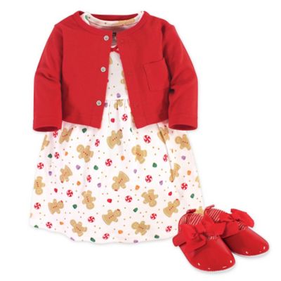 Hudson Baby&reg; 3-Piece Cardigan, Dress, and Shoe Set