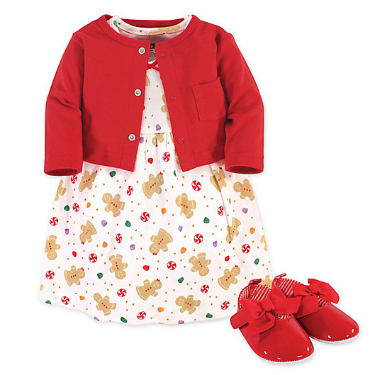 Alternate image 1 for Hudson Baby® 3-Piece Cardigan, Dress, and Shoe Set