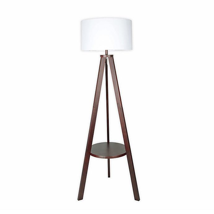 W Home Shaffer Wood Shelf Floor Lamp, Wood Floor Lamp