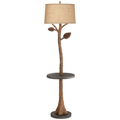 side table with lamp attached