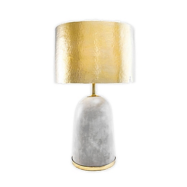 nuLoom Concrete, Aluminum, and Iron Table Lamp with Gold-Plated Drum Shade. View a larger version of this product image.