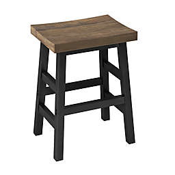 Alaterre Pomona Natural Wood Bar Stool with Metal Legs