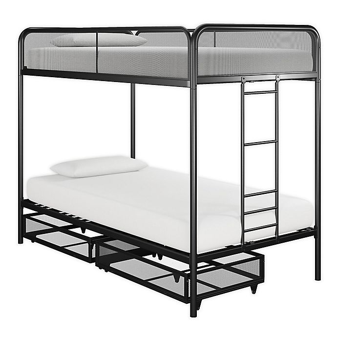 Jaxon Twin Over Metal Bunk Bed, Twin Bunk Bed With Drawers Underneath