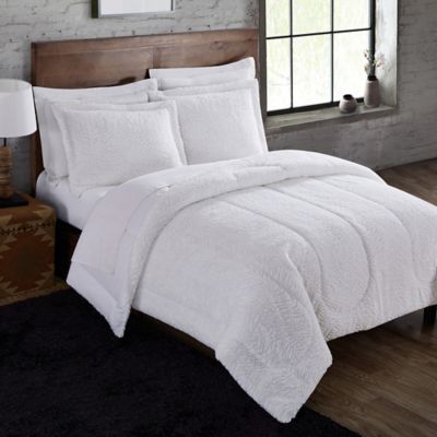 Winter White Faux Fur 3 Piece Comforter Set Bed Bath Beyond