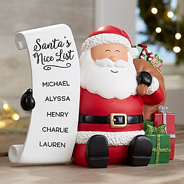 Santa&#39;s Nice List Personalized Resin Santa Shelf Sitter. View a larger version of this product image.