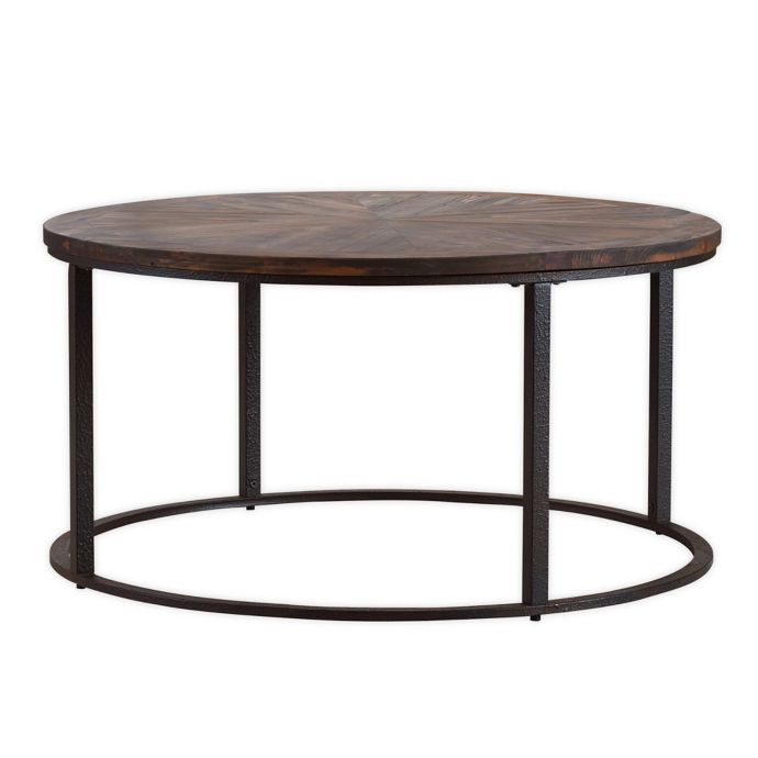 Southern Enterprises Landsmill 36 Inch Round Coffee Table In Natural Black Bed Bath Beyond