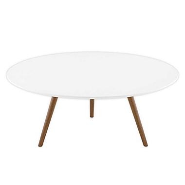 Modway Lippa 35.5-Inch Round Coffee Table in White/Walnut. View a larger version of this product image.