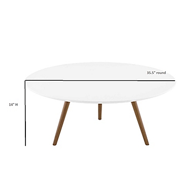 Modway Lippa 35.5-Inch Round Coffee Table in White/Walnut. View a larger version of this product image.