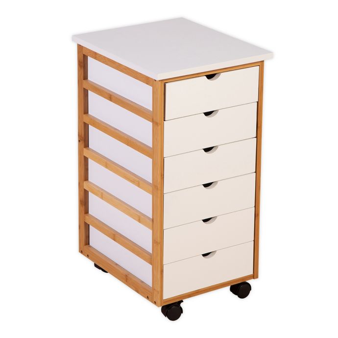 Solid Bamboo Frame 6 Drawer Rolling Cart Bed Bath Beyond