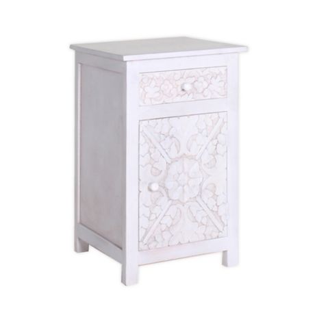 Global Caravan Khilana 1 Drawer Nightstand With Usb Ports In White Bed Bath Beyond