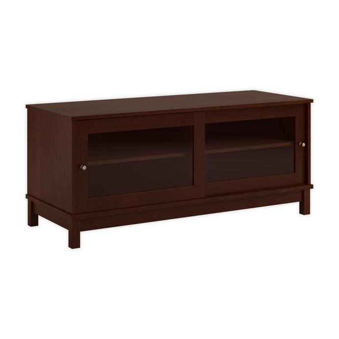 Ameriwood Home TV Stand with Sliding Glass Doors Bed Bath and Beyond