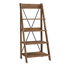 Forest Gate Farmhouse Solid Wood Ladder Bookshelf in Brown