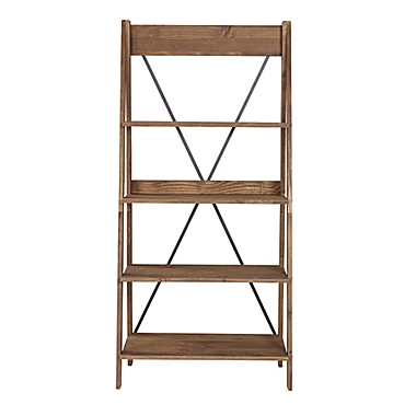 Forest Gate Farmhouse Solid Wood Ladder Bookshelf in Brown. View a larger version of this product image.