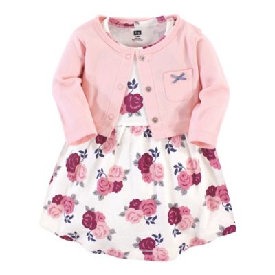Hudson Baby&reg; Size 4T 2-Piece Floral Dress and Cardigan Set in Burgundy