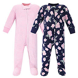 Hudson Baby® 2-Pack Rose Fleece Sleep N' Plays in Blue/Pink