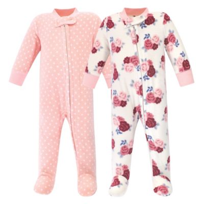 Hudson Baby&reg; 2-Pack Floral Fleece Sleep N&#39; Plays in Pink