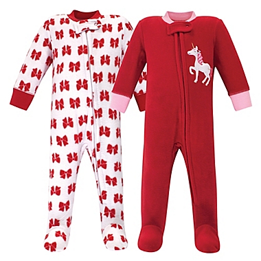 Hudson Baby&reg; Size 3-6M 2-Pack Christmas Unicorn Sleep N&#39; Play Footies. View a larger version of this product image.