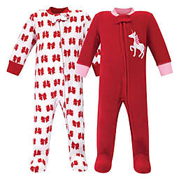 Hudson Baby® Size 0-3M 2-Pack Christmas Unicorn Sleep N' Play Footies