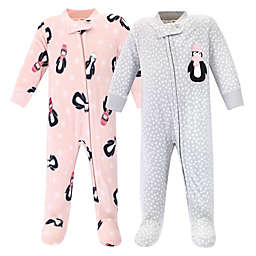 Hudson Baby® 2-Pack Penguin Fleece Sleep and Play Footies in Pink