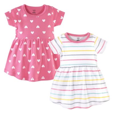 Hudson Baby&reg; Size 18-24M 2-Pack Candy Stripes Short Sleeve Dresses in Pink