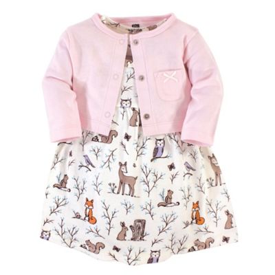baby dress and cardigan set