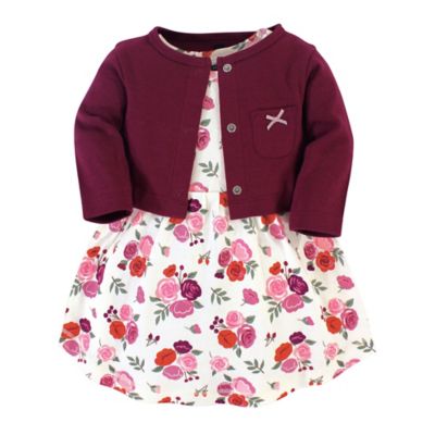 Hudson Baby&reg; Size 2T 2-Pack Fall Floral Dress and Cardigan Set in Burgundy